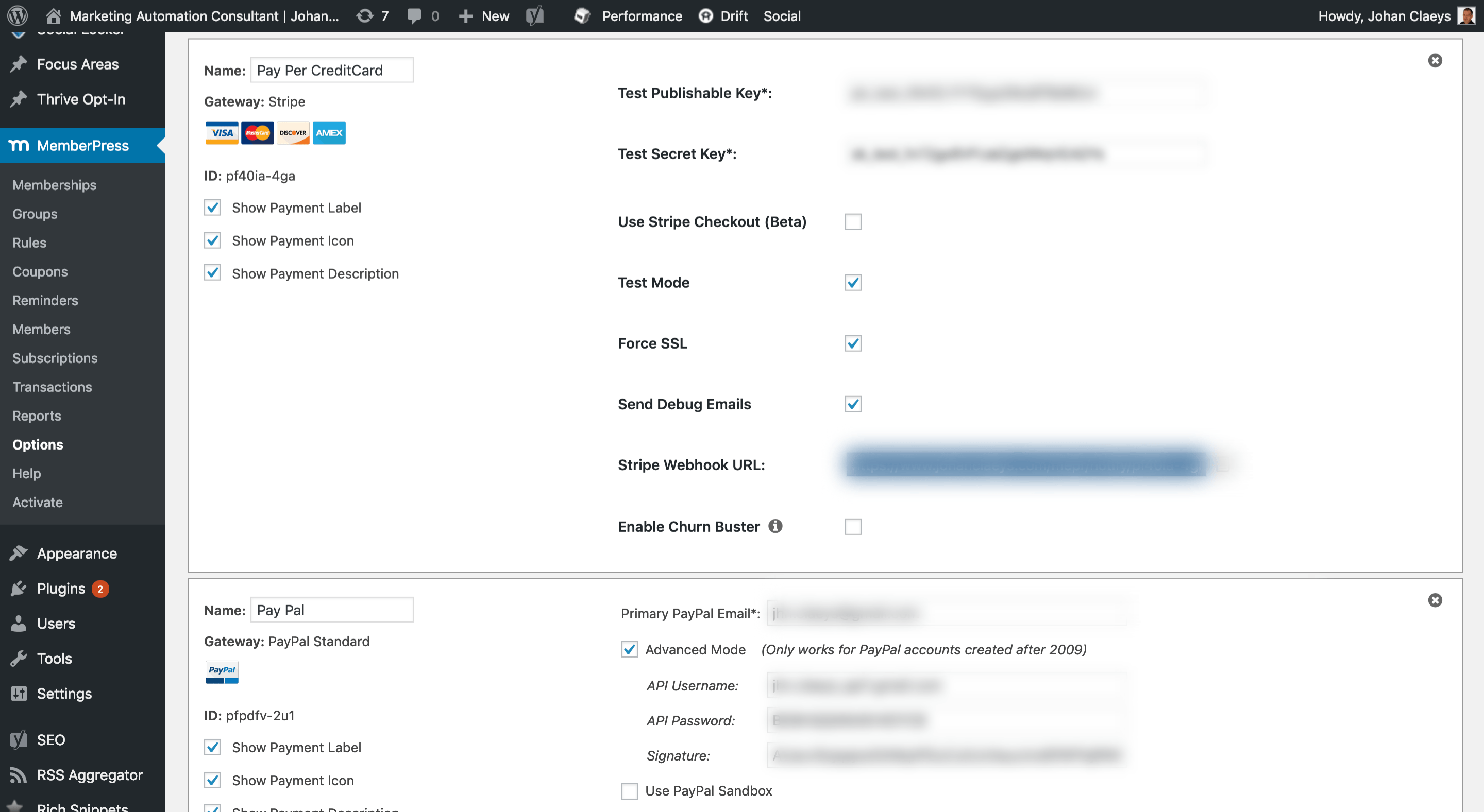 Memberpress payment gateways